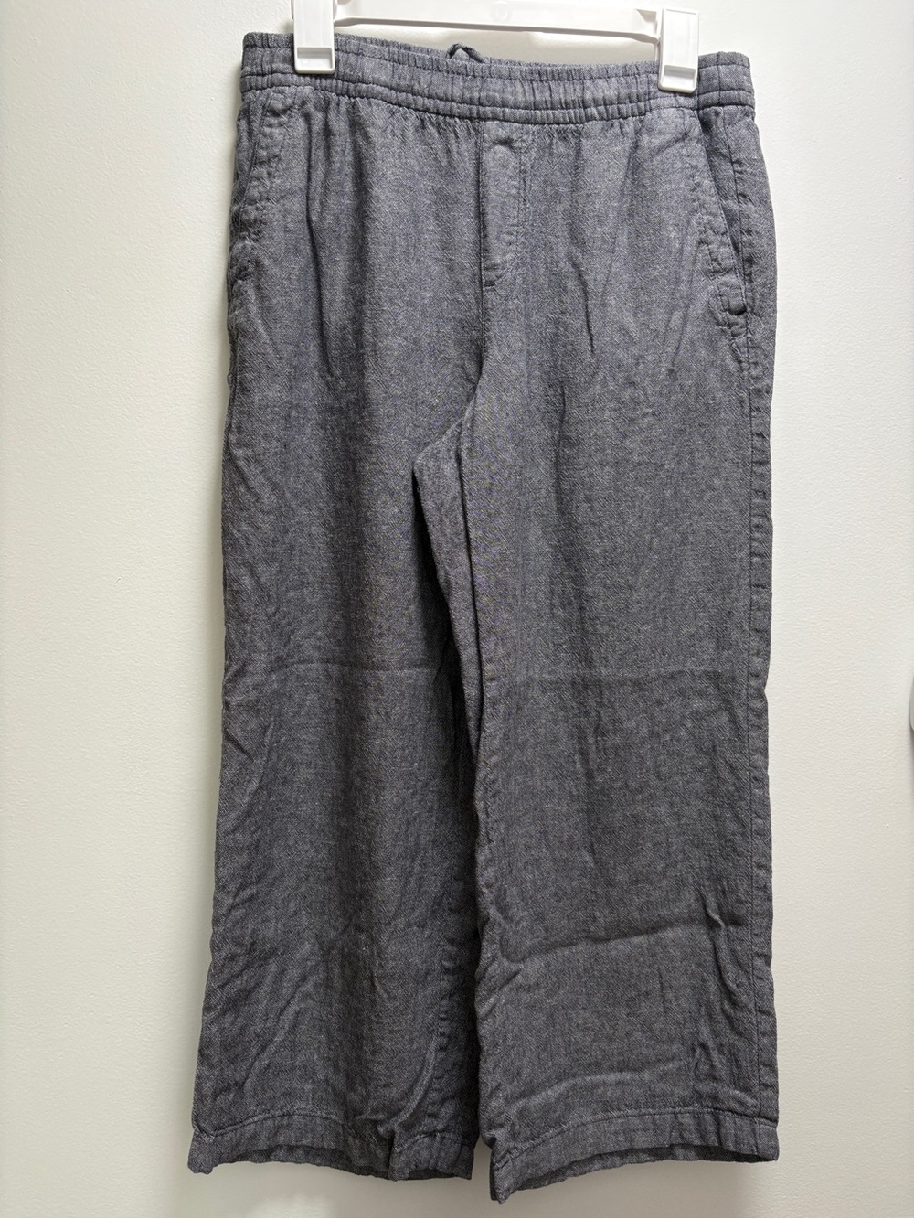 Women’s Gray Casual Elastic-Waist Linen Pants